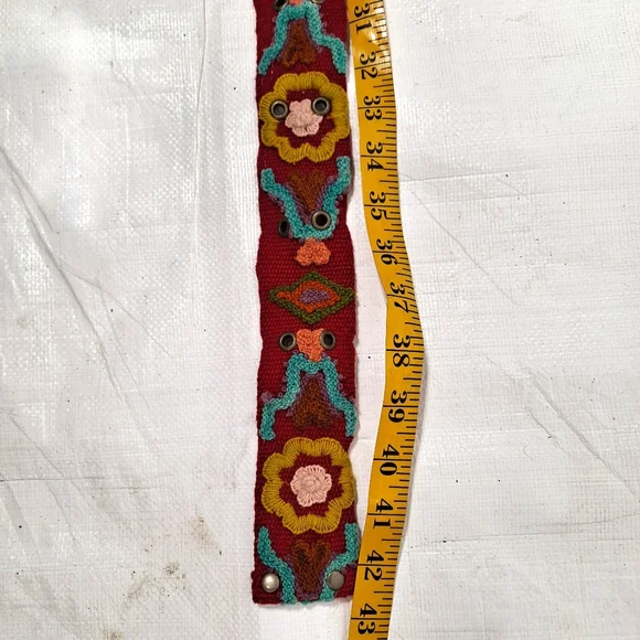 Jenny Krauss Red Wool Floral Embroidered Belt